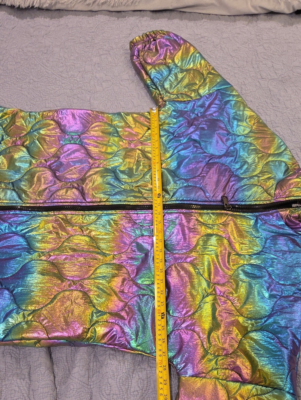 NWOT Koker Iridescent Metallic Quilted Puffer Jacket Coat - Size L/XL - Picture 5 of 8